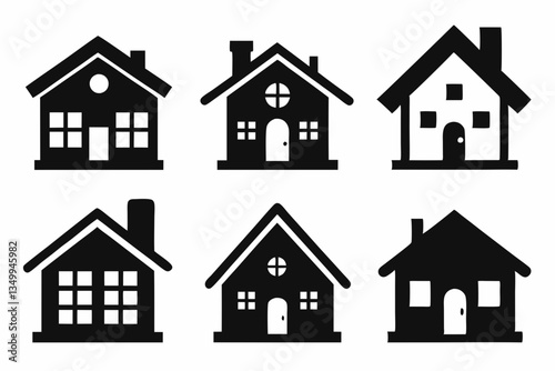 home icon set silhouette black vector