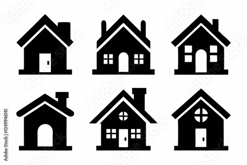 home icon set silhouette black vector