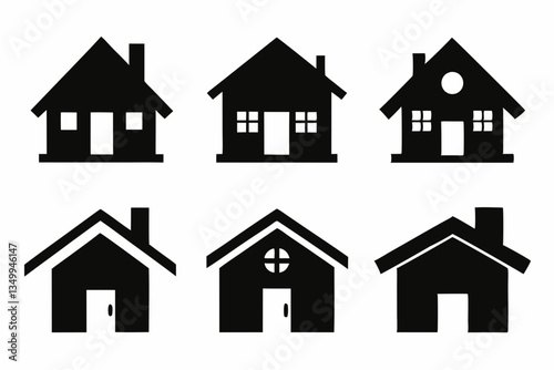 home icon set silhouette black vector