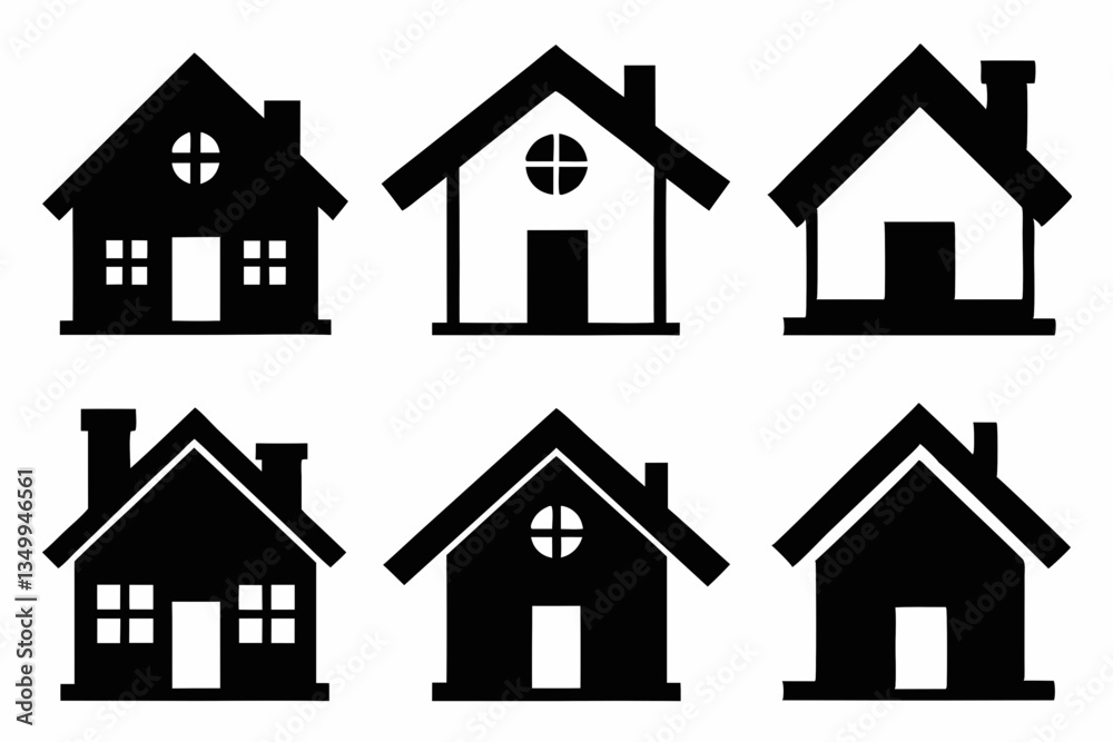 home icon set silhouette black vector home icon set silhouette black vector