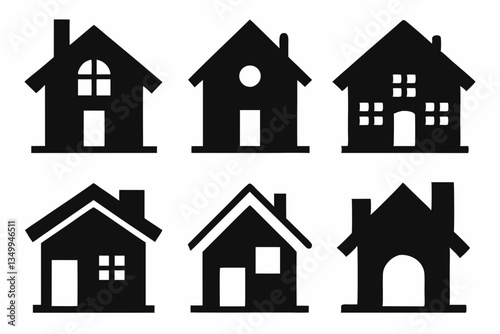 home icon set silhouette black vector