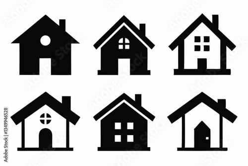 home icon set silhouette black vector