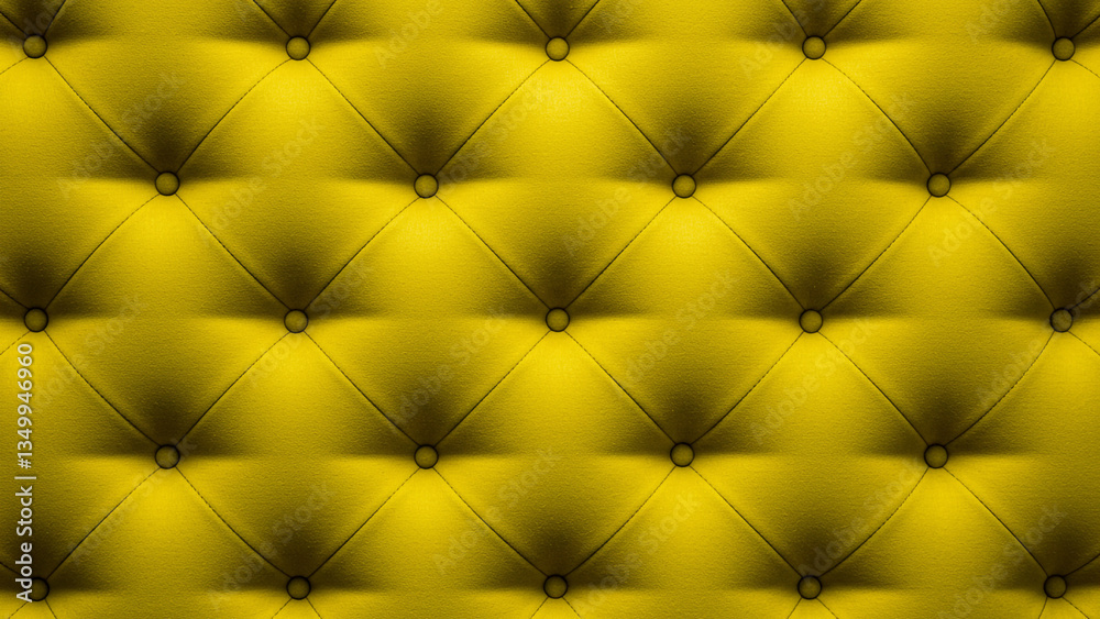 Fototapeta premium Yellow Tufted Upholstery Texture with Diamond Pattern Design Background