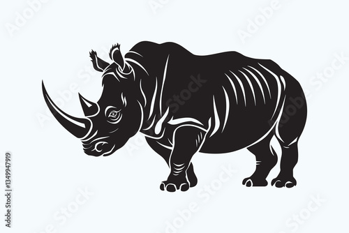 Minimalist Rhino Silhouette Set – Vector Black Rhino Icons on White Background