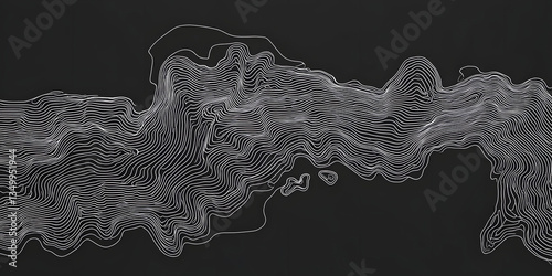 Abstract Topographic Linescape: A Monochromatic Elevation Map photo