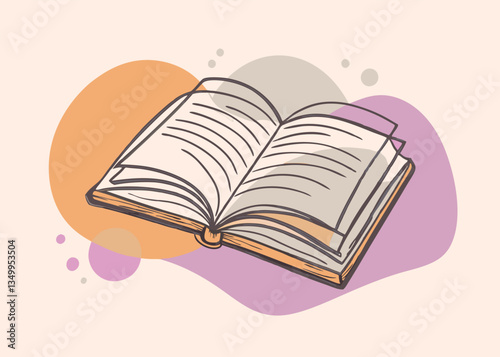 Open Book Illustration. A Simple Sketch of Reading and Knowledge