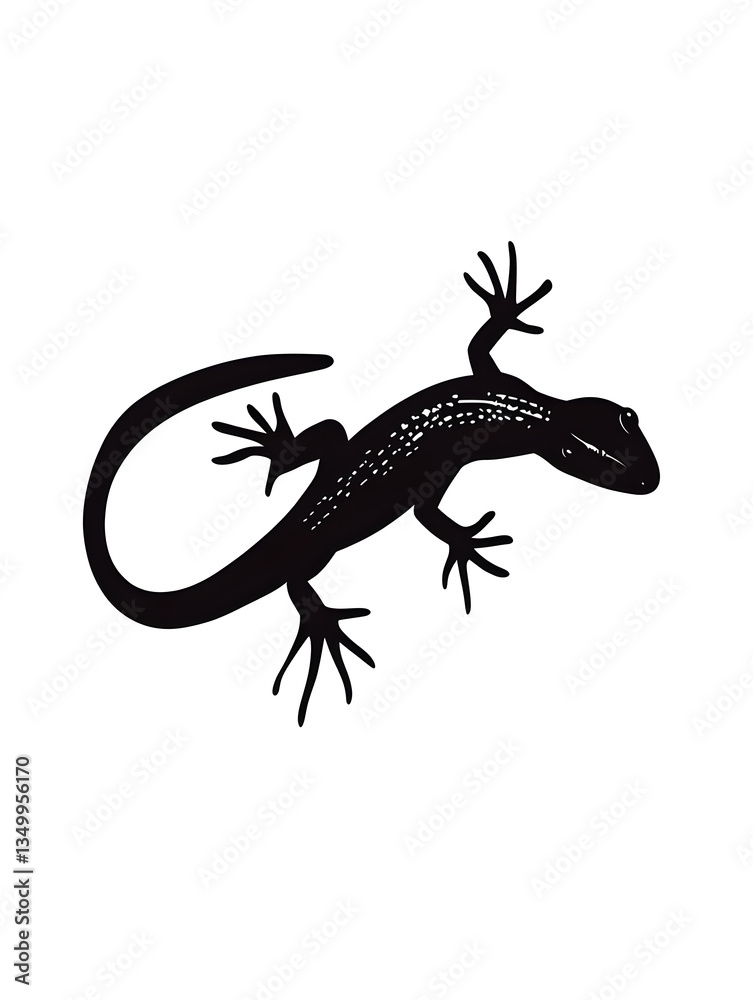 Fototapeta premium Lizard Reptile Wildlife: Black Silhouette Gecko Illustration in Natural Habitat