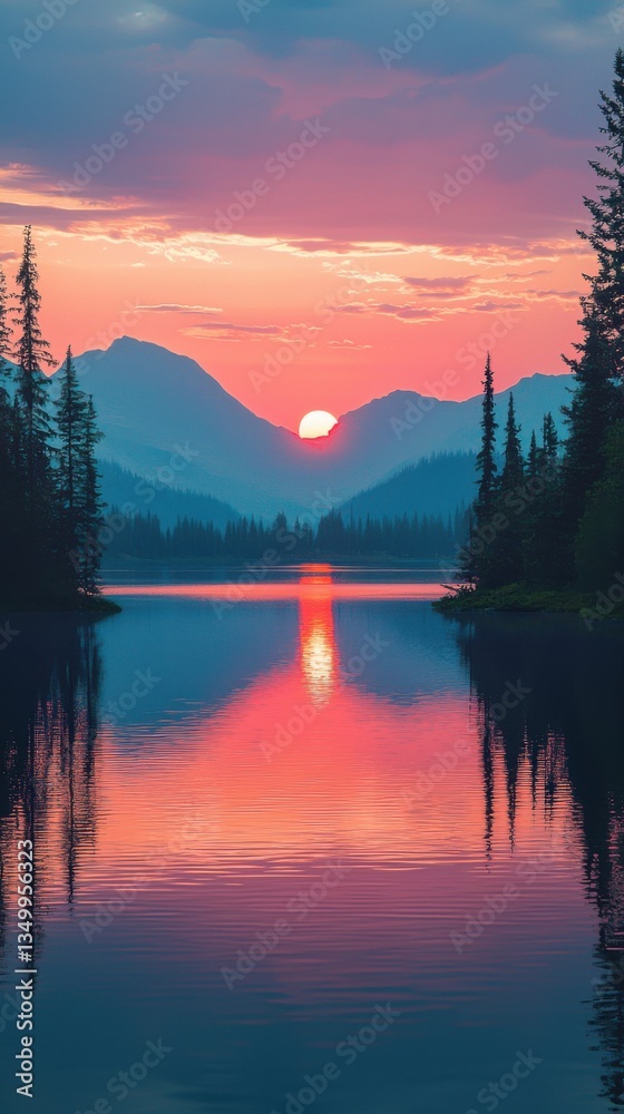 Fototapeta premium Serene lake reflection tranquil nature wallpaper for peaceful viewpoints