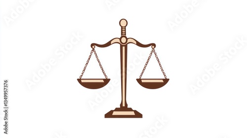 Justice scales, balanced legal concept, unbiased judgment,  symbol of fairness,  easy to use for law related design