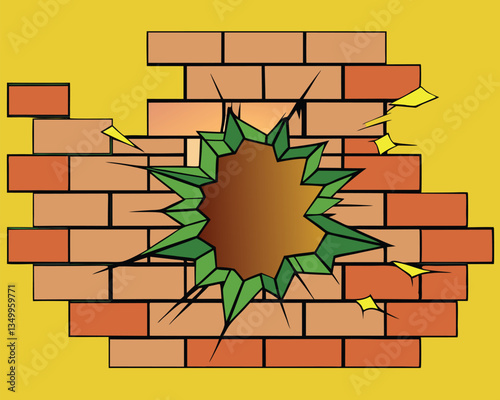 Shattered Brick Wall with Explosion Effect