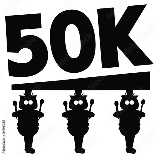50K milestone celebration with joyful parade, colorful balloons, and festive atmosphere, views followers subscribers