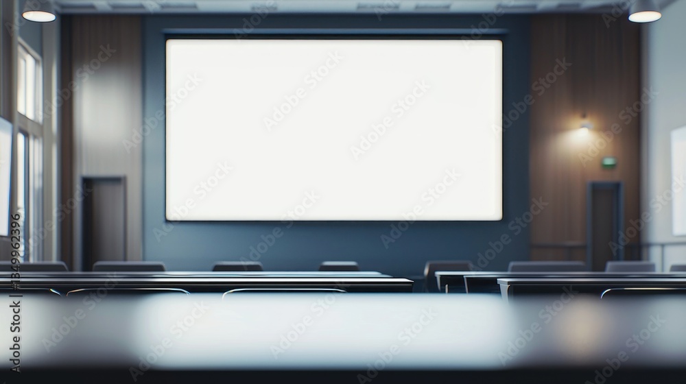 Fototapeta premium Empty Modern Conference Room with Blank Screen for Presentation