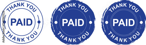 Paid and thank you grunge rubber stamp on white background