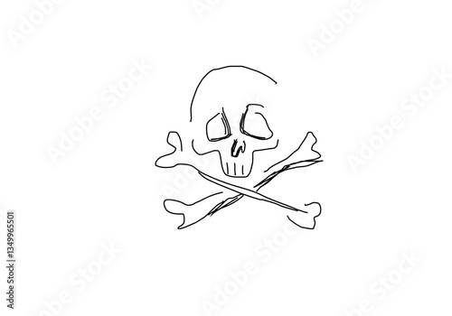 simple line art illustration of a skull, symbolizing danger, rock culture, and ghostly themes.