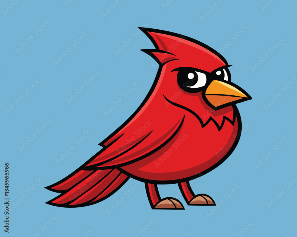 Fototapeta premium Cute Red Cartoon Bird Illustration