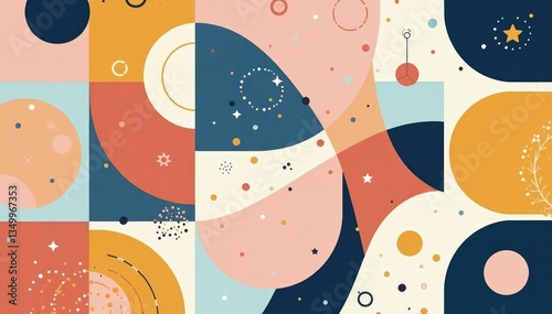 Abstract geometric shapes in calming palette create a sophisticated interior design seamless pattern , pattern, house, kitchen