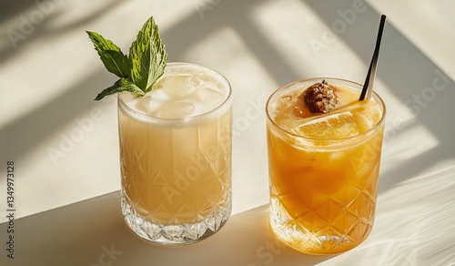 Refreshing Cocktails Served in Elegant Glasses for a Summer Gathering on a Su...