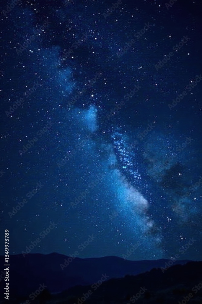 Fototapeta premium Sparkling starry night with dark blue sky and twinkling stars, cosmos, stars