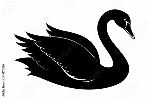trumpeter swan silhouette black vector
