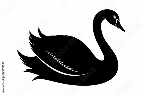 trumpeter swan silhouette black vector