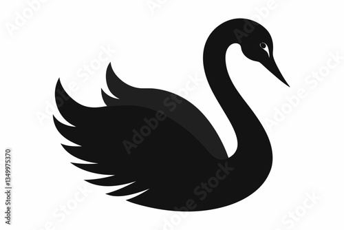 trumpeter swan silhouette black vector