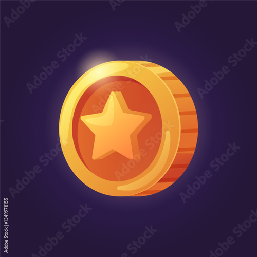 Golden coin with star – game currency reward icon