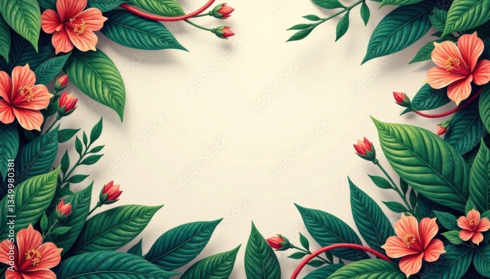 Obraz premium Twisted calligraphic strokes amidst lush foliage, whimsical, leafy greens