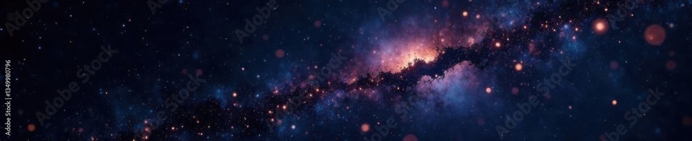 Fototapeta premium Vast blackness dotted with twinkling stars and celestial bodies, vastness, starry night