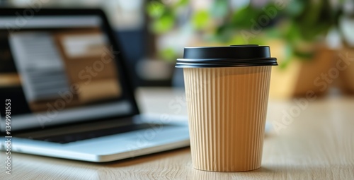 Warm Beverage Cup on a Workspace Highlighting Productivity and Comfort During...