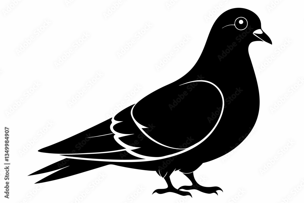 Obraz premium pigeon black silhouette vector
