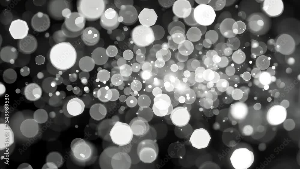 Monochrome Bokeh Lights Shimmering Against Dark Backdrop Creating a Dynamic Abstract Effect Monochrome Bokeh Lights Shimmering Against Dark Backdrop Creating a Dynamic Abstract Effect