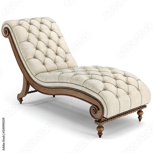 Elegant Chaise Lounge on White Background  Isolated Furniture Image