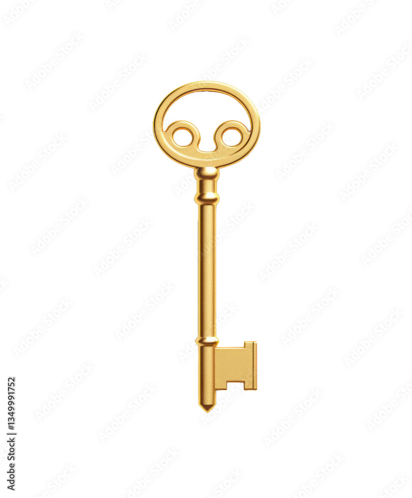 golden key isolated on white or transparent png