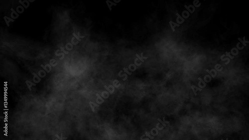 A dark, atmospheric background featuring swirling black and gray smoke or fog. The misty texture creates a moody and mysterious effect, perfect for overlays, digital art, or spooky themes.