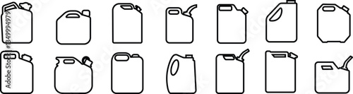 Jerrycan, canister icon in line style set pictogram isolated on transparent background