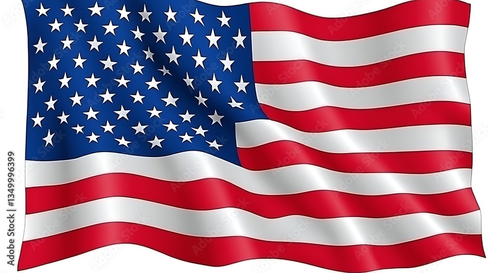 Naklejka premium Waving American flag, red, white, and blue stripes and stars. (1)