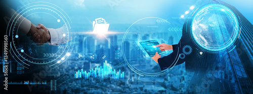 фотографія Open Data: Businessman analyzing technological data and growth, data transparency, public access, information sharing, digital governance, real-time analytics, cloud integration, innovation strategy