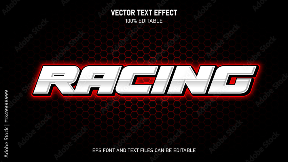 Racing 3d text editable text effect