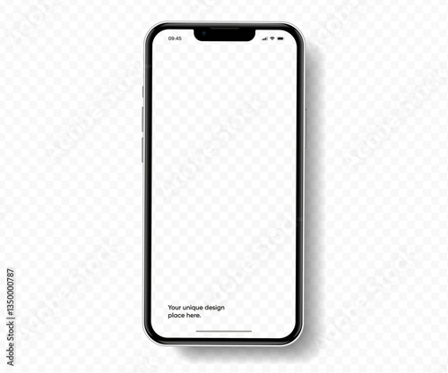Realistic smartphone mockup. Mobile phone vector with isolated on white background. Device front view. 3D mobile phone with shadow. Realistic, high quality smart phone mockup for ui ux presentation.