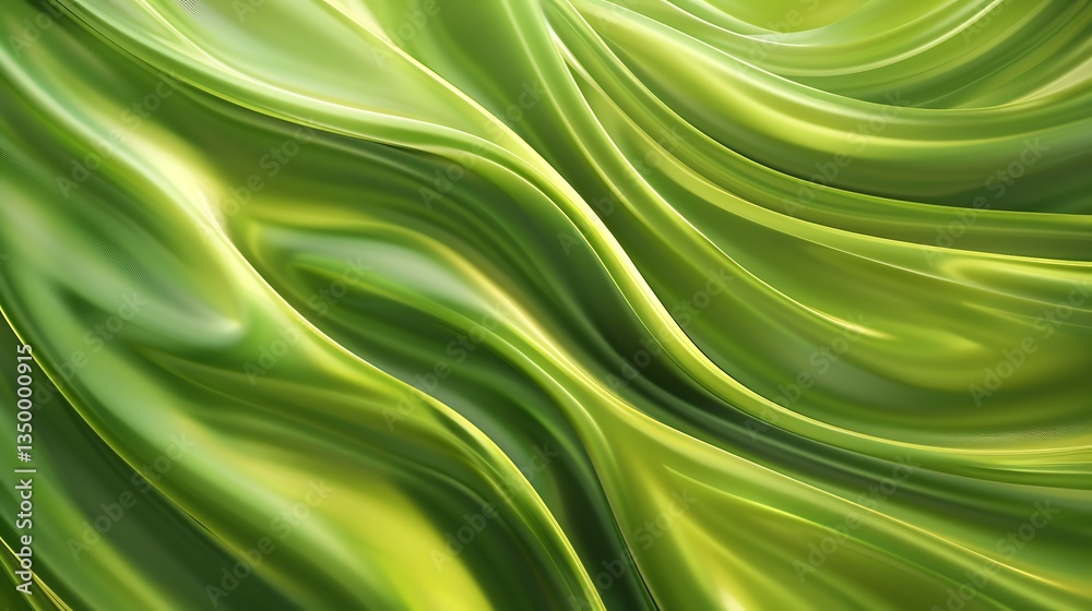 Abstract green flowing wave texture. Smooth and glossy surface with vibrant green hues, dynamic and organic background for design.
Abstract green flowing wave texture. Smooth and glossy surface with vibrant green hues, dynamic and organic background for design.