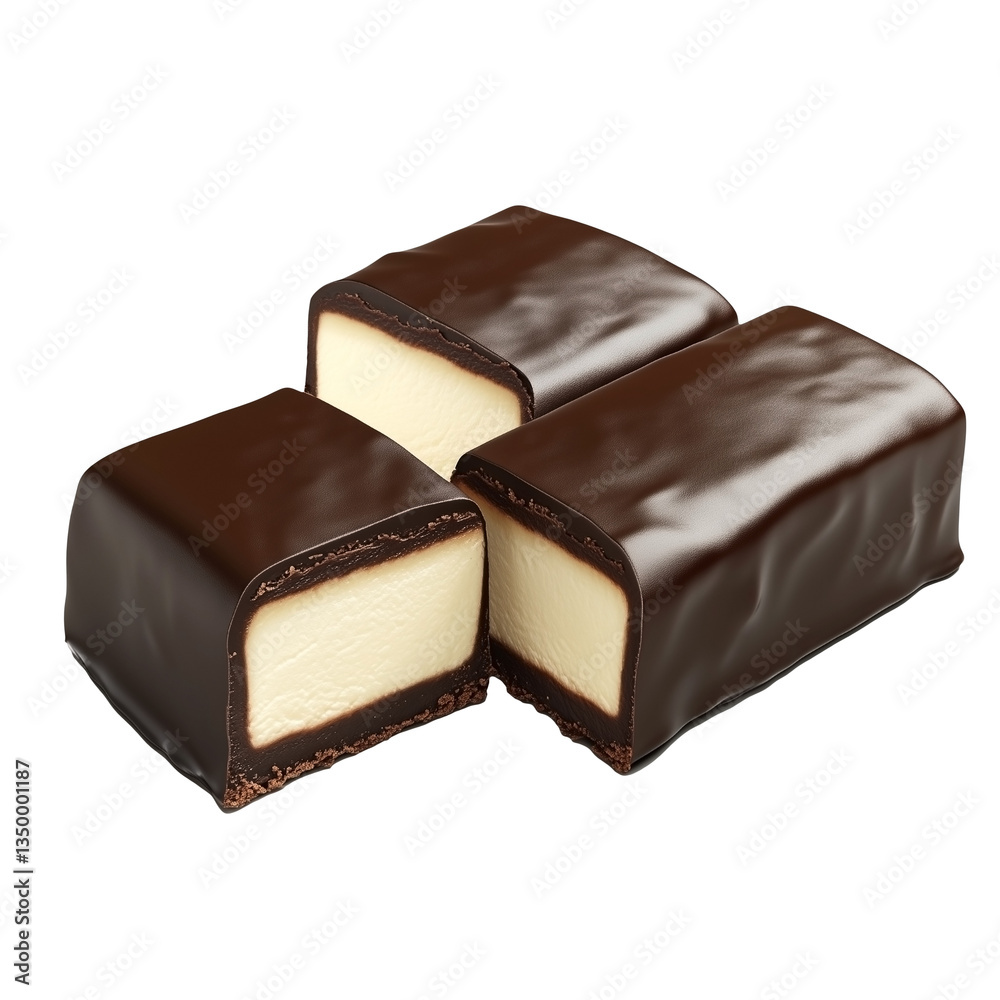 Chocolate covered marshmallow bars isolated on white background
Chocolate covered marshmallow bars isolated on white background