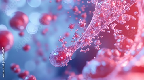 LDL (Bad) lipoprotein (cholesterol) in the blood flow â€“ Closeup view 3d illustration 
