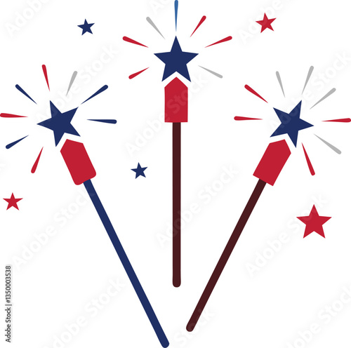 sparklers in red white blue vector art.