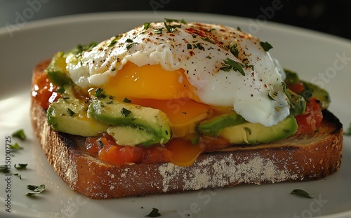 Delicious Avocado Toast Topped With a Sunny-Side-Up Egg and Fresh Herbs