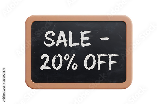 A Charming Chalkboard Sign Announces a 20% Discount Sale isolated on transparent background , cutout photo