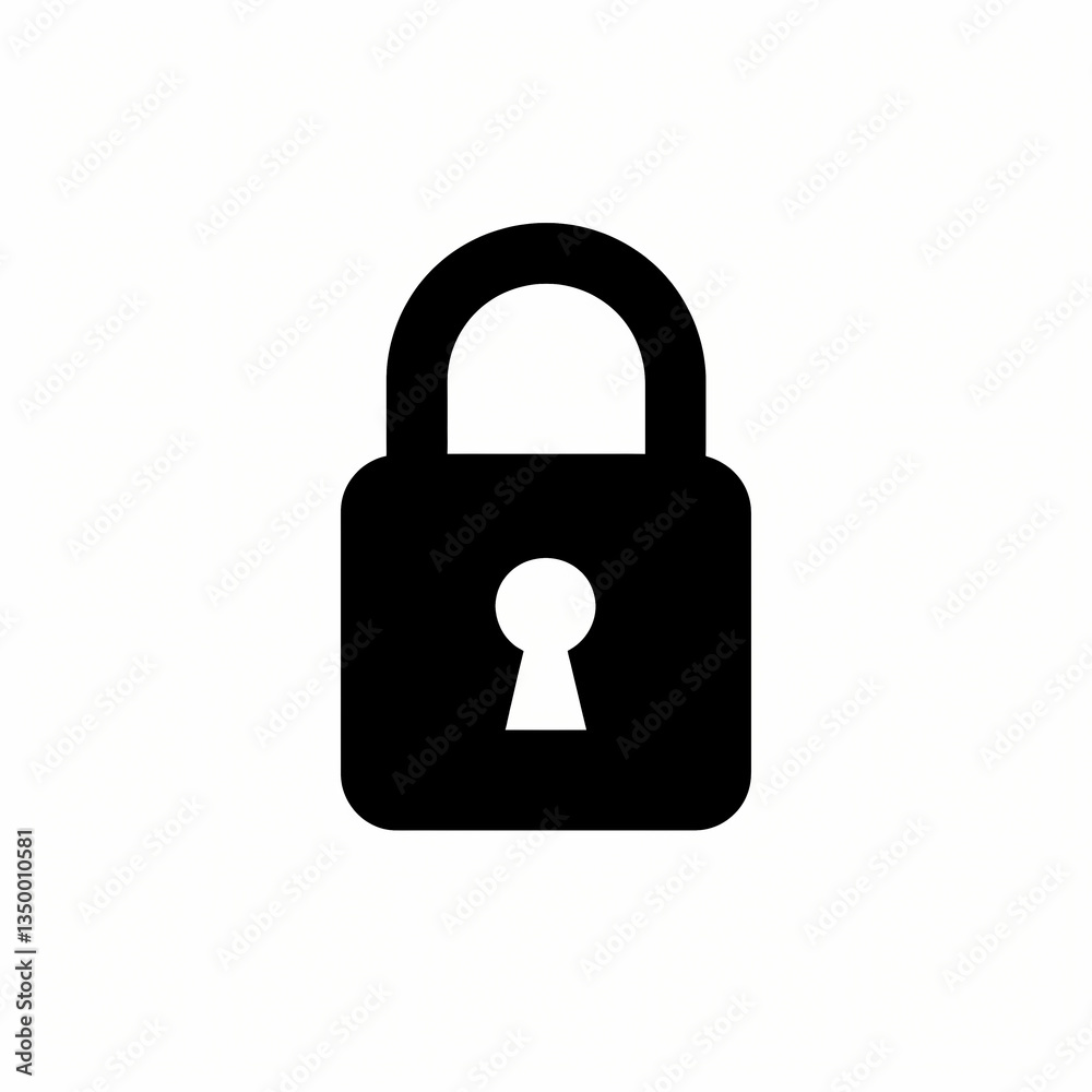 Minimalist Black Padlock Icon Representing Security, Privacy, and Data Protection on a White Background Minimalist Black Padlock Icon Representing Security, Privacy, and Data Protection on a White Background