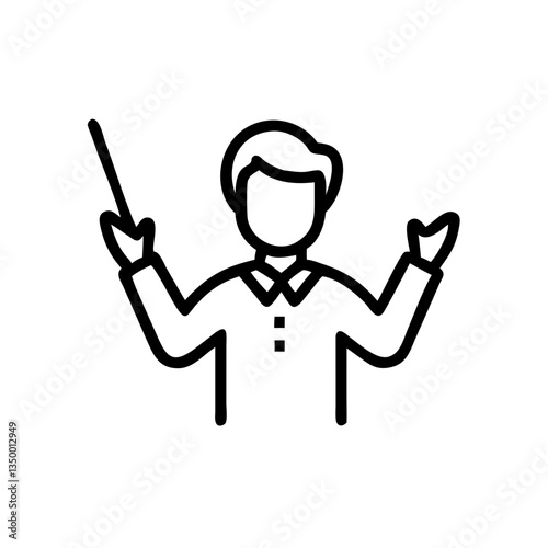 Choir Conductor gesturing with a baton against a simple background  