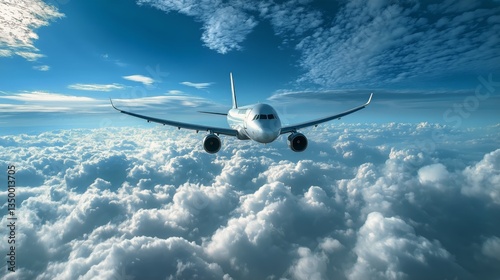 Airplane Flying Above Clouds During Sunset With Dramatic Sky and Vibrant Colors