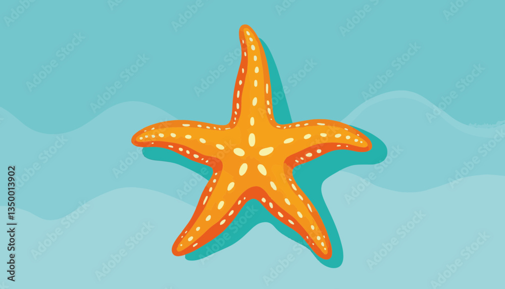 Bright orange starfish swimming in turquoise water Bright orange starfish swimming in turquoise water