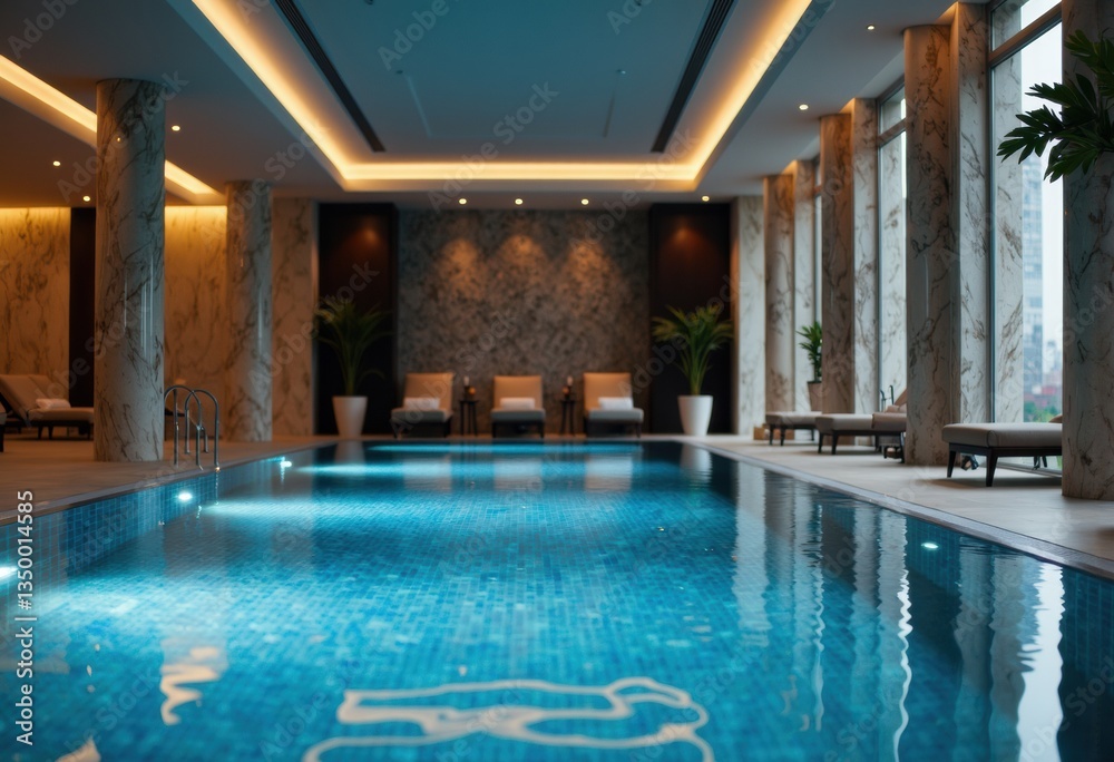 Obraz premium Luxurious indoor swimming pool with elegant design and relaxing atmosphere